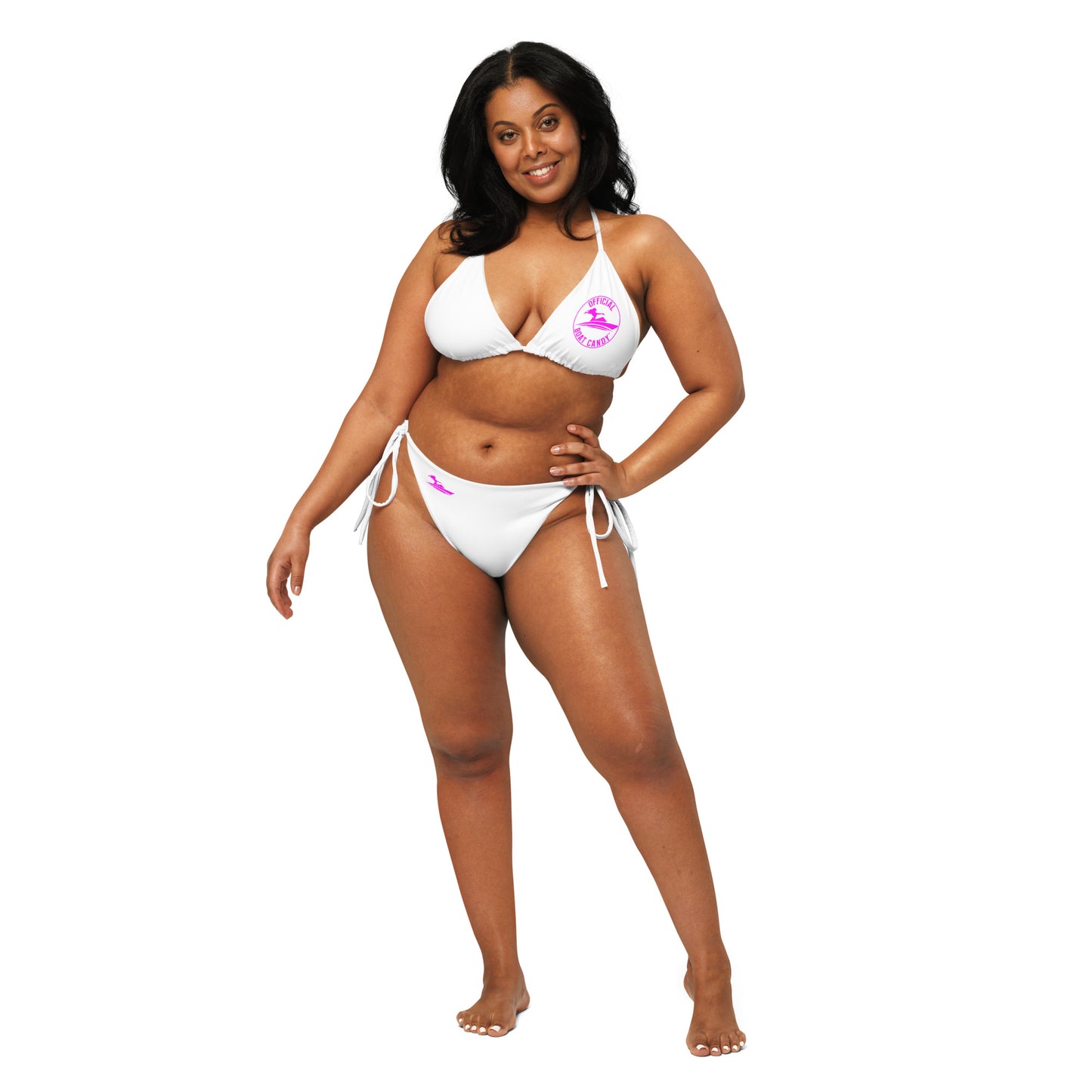 String Bikini - Female Logo - Neon Pink on White