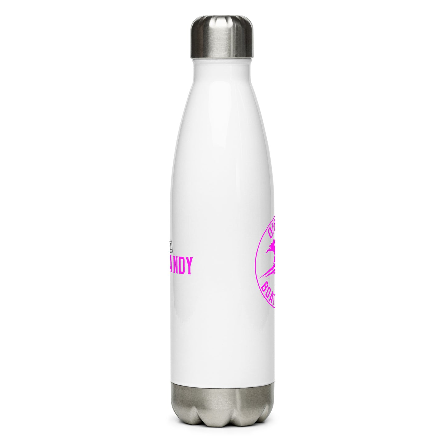 Stainless Steel Water Bottle - Female Logo and S2 - Neon Pink on White