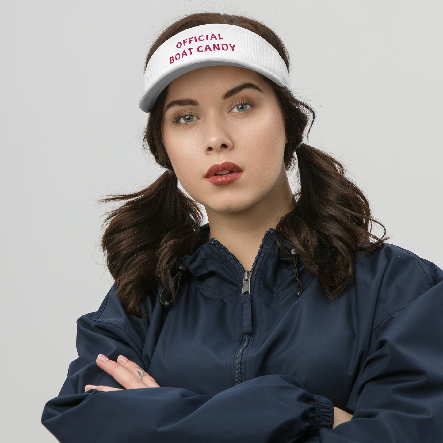 Visor - Pink Text Embroidered