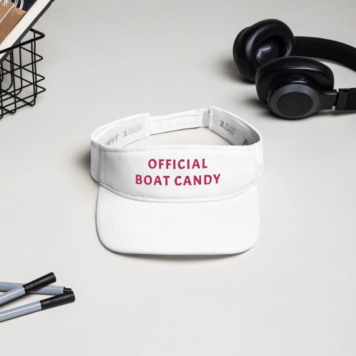 Visor - Pink Text Embroidered