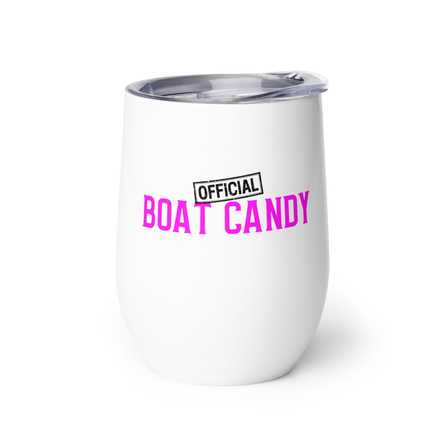 Wine Tumbler - Female Logo and S2 - Neon Pink on White