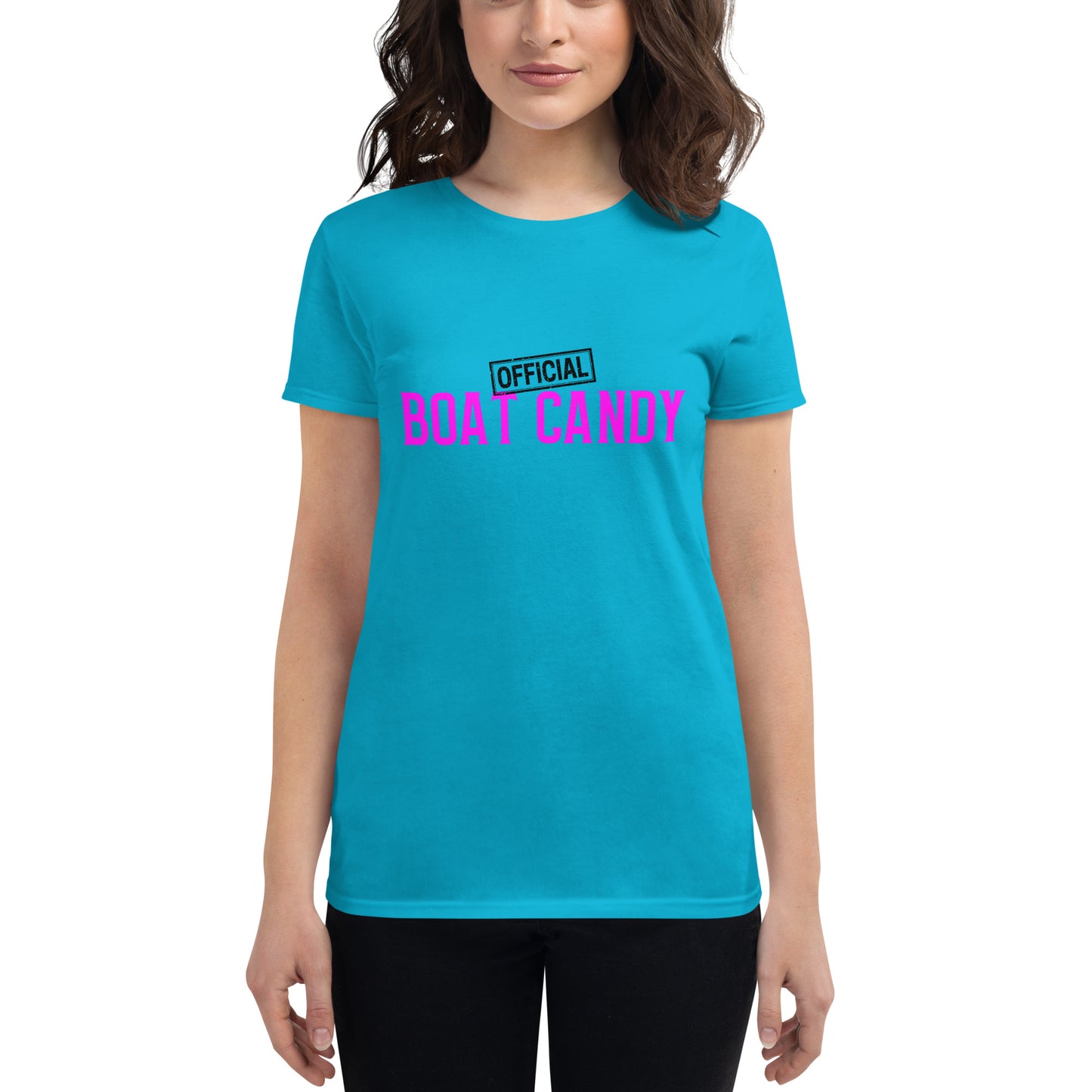 Women's Short Sleeve T-Shirt - S2 - Neon Pink and Black Print