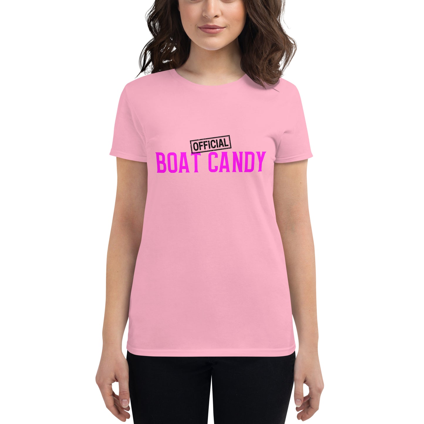 Women's Short Sleeve T-Shirt - S2 - Neon Pink and Black Print