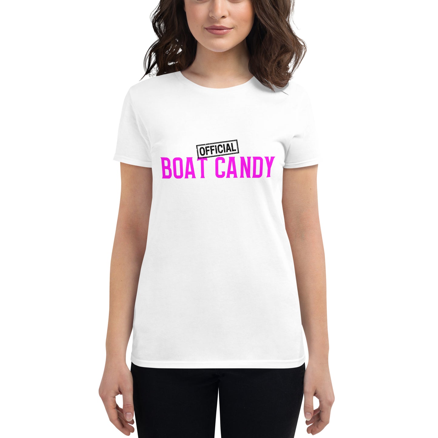Women's Short Sleeve T-Shirt - S2 - Neon Pink and Black Print