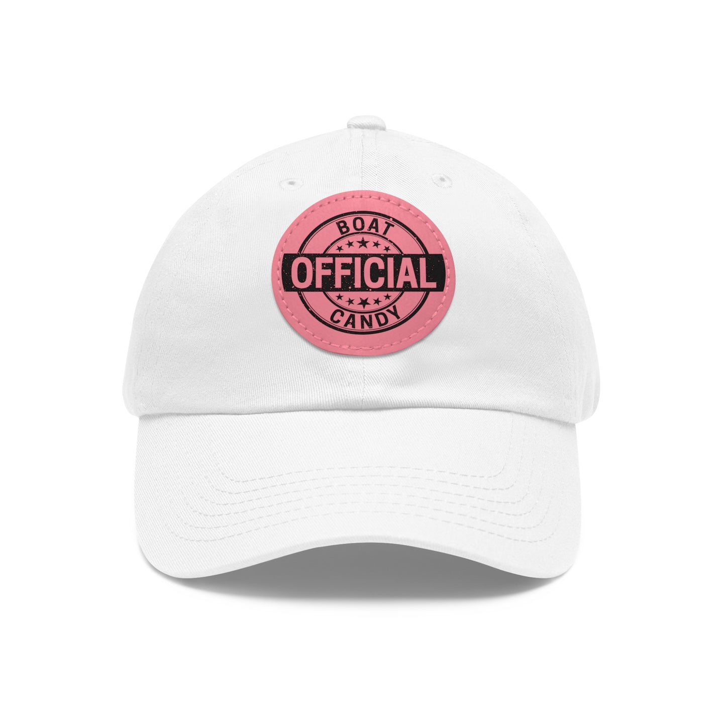 Dad Hat with Leather Patch (Round) - Black Print