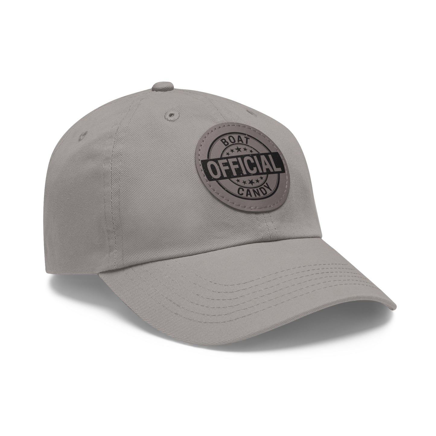 Dad Hat with Leather Patch (Round) - Black Print