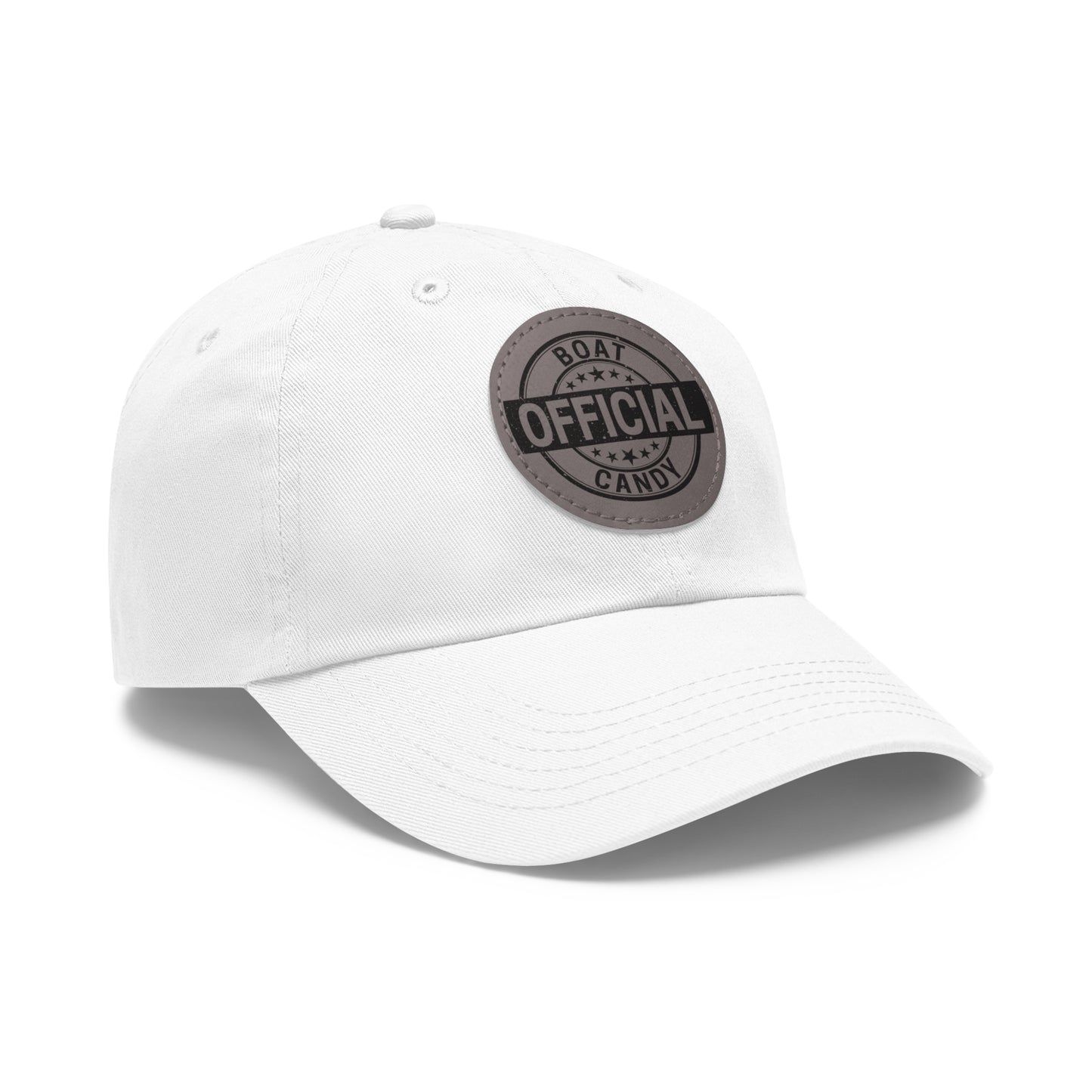 Dad Hat with Leather Patch (Round) - Black Print