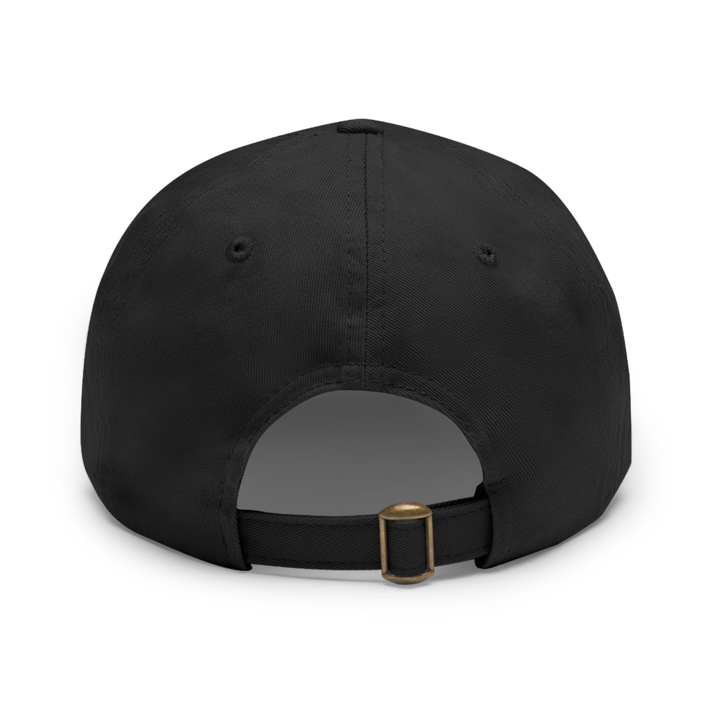 Dad Hat with Leather Patch (Round) - Black Print