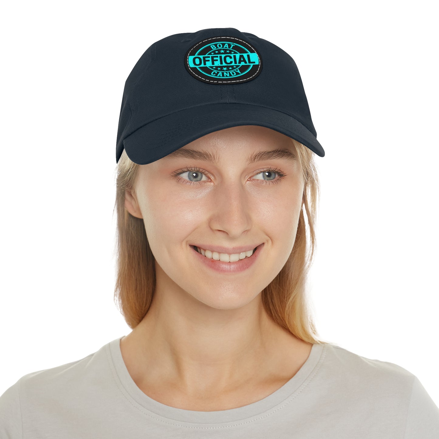 Dad Hat with Leather Patch (Round) - S3 - Blue Print