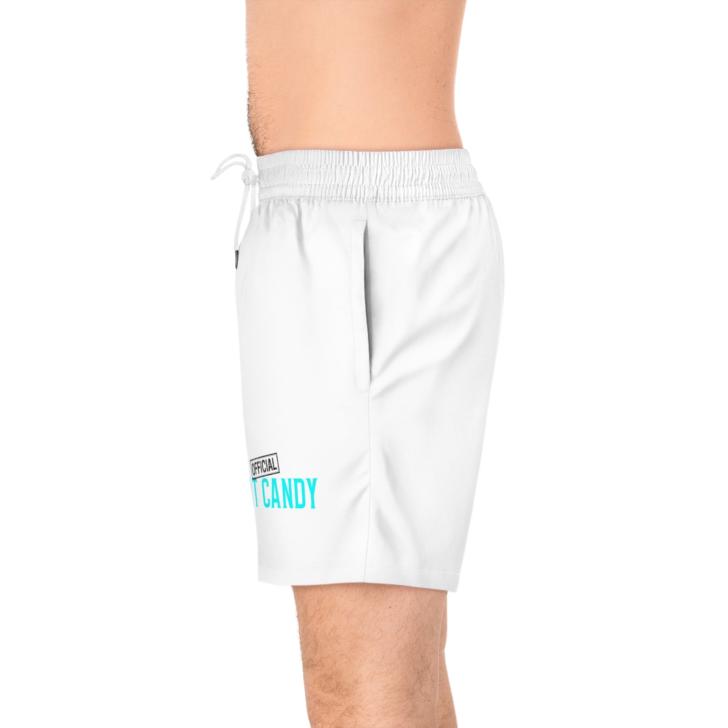 Men's Mid-Length Swim Shorts - S2 - Blue and Black Print - White