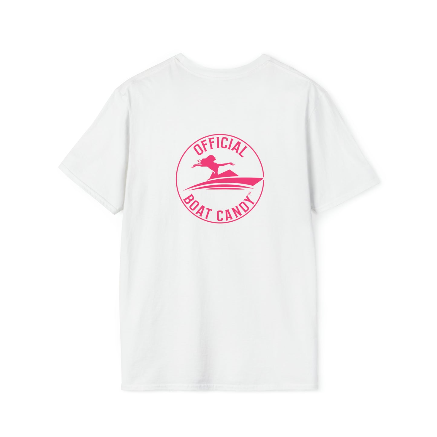 Unisex Softstyle T-Shirt - Official Boat Candy Logo - Roseo Print Front and Back