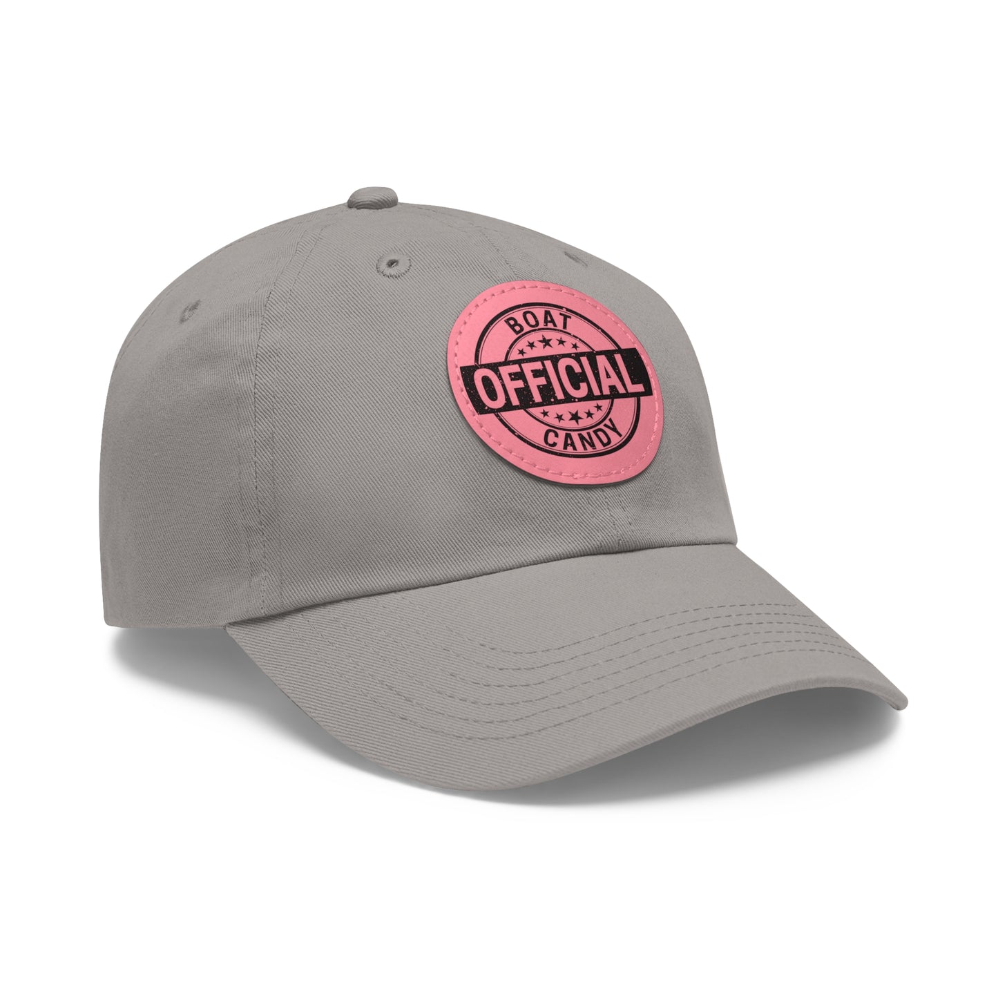 Dad Hat with Leather Patch (Round) - Black Print