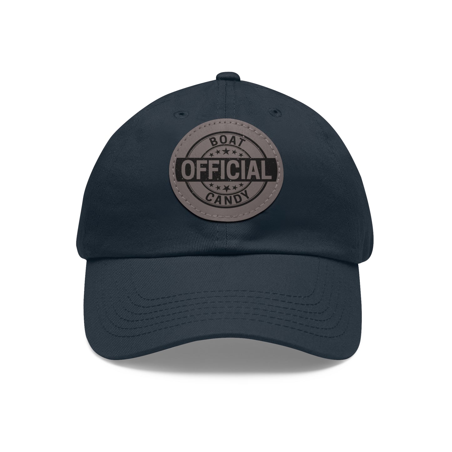 Dad Hat with Leather Patch (Round) - Black Print