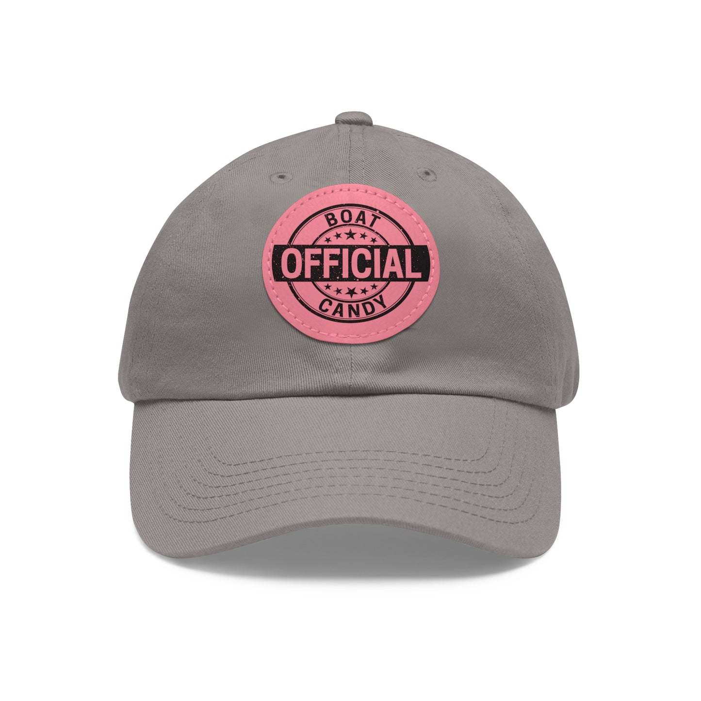 Dad Hat with Leather Patch (Round) - Black Print