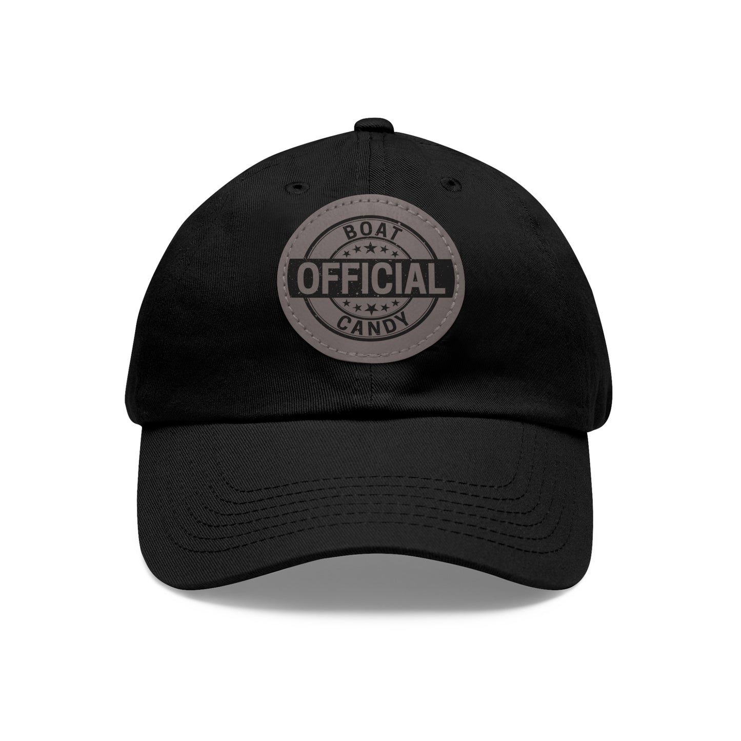 Dad Hat with Leather Patch (Round) - Black Print