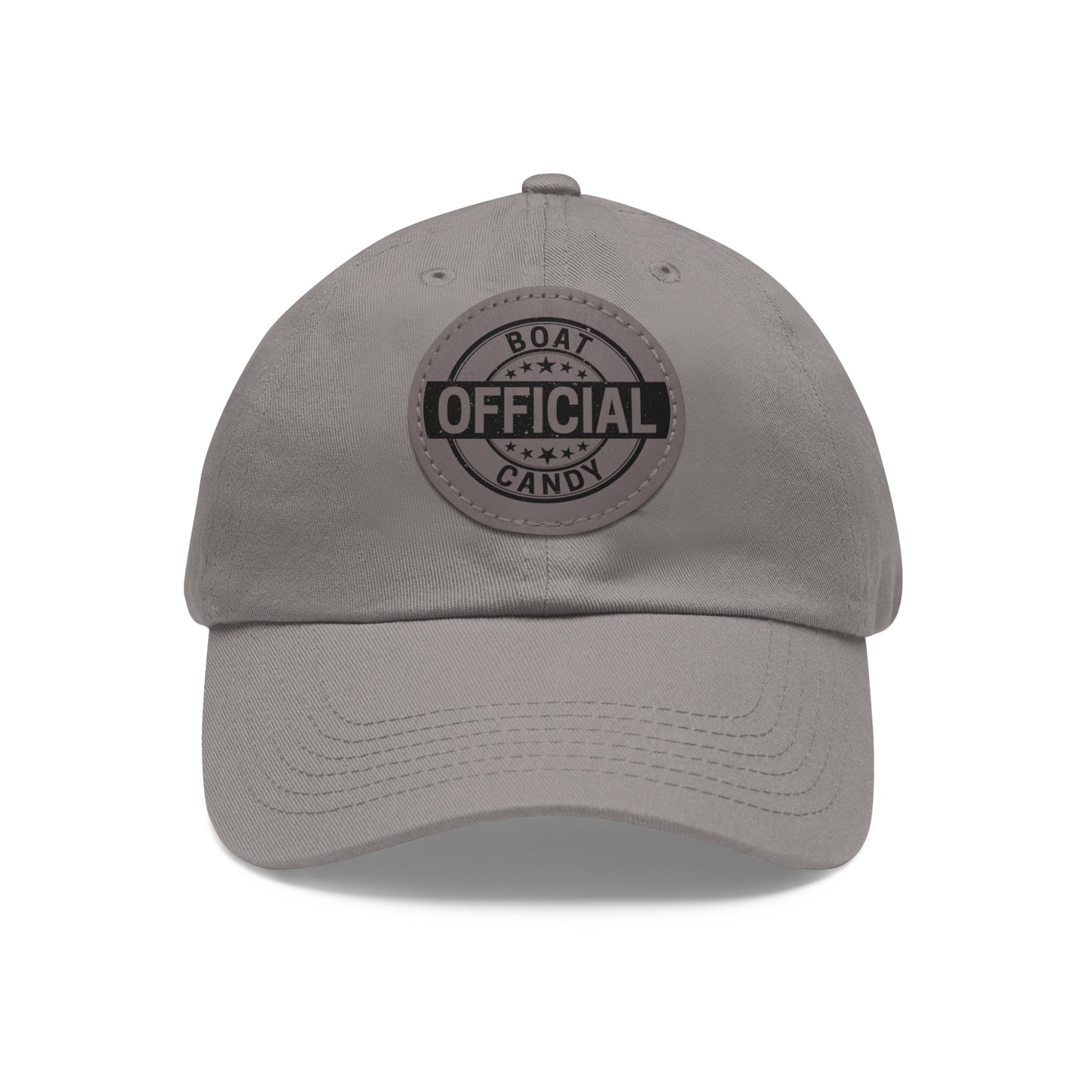 Dad Hat with Leather Patch (Round) - Black Print