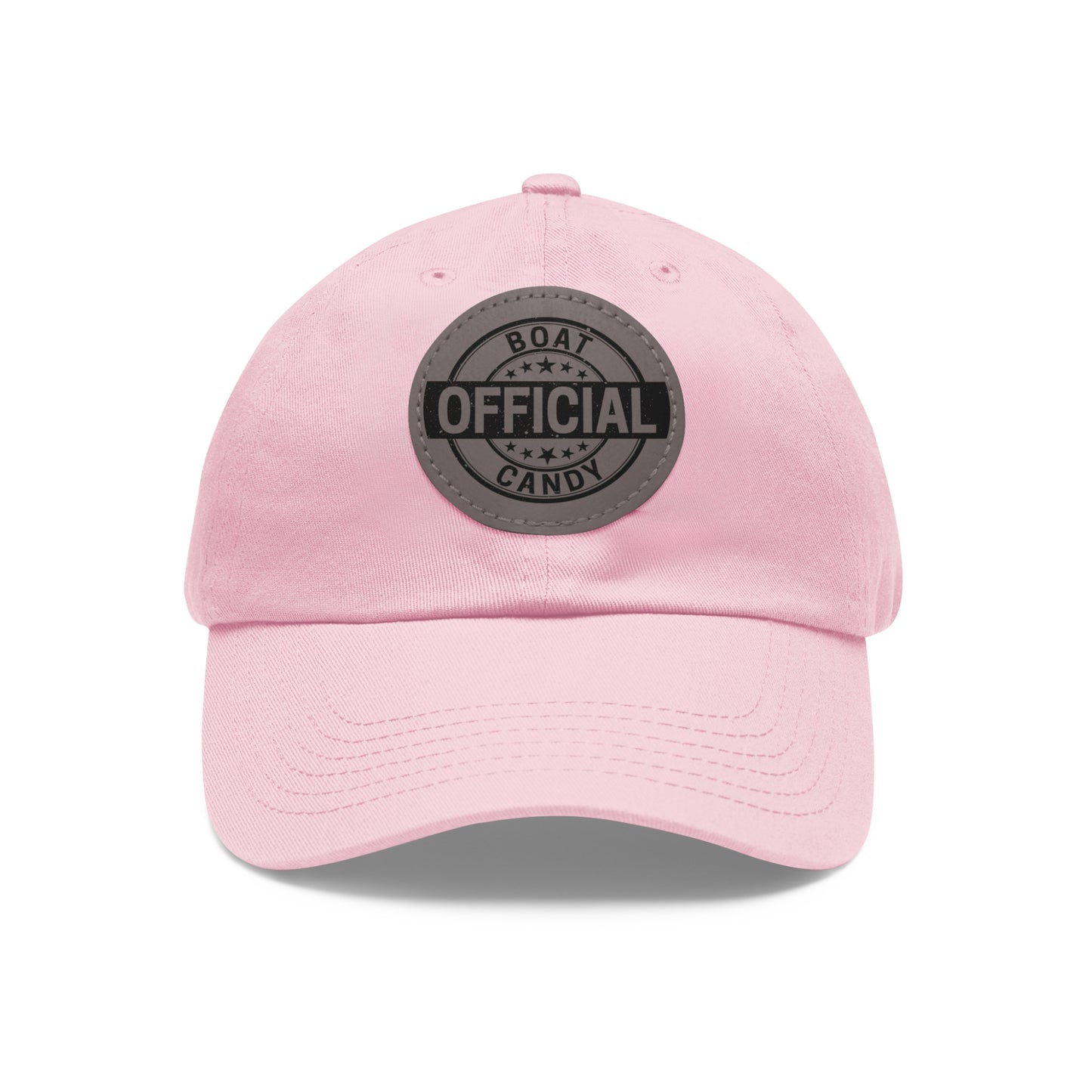 Dad Hat with Leather Patch (Round) - Black Print