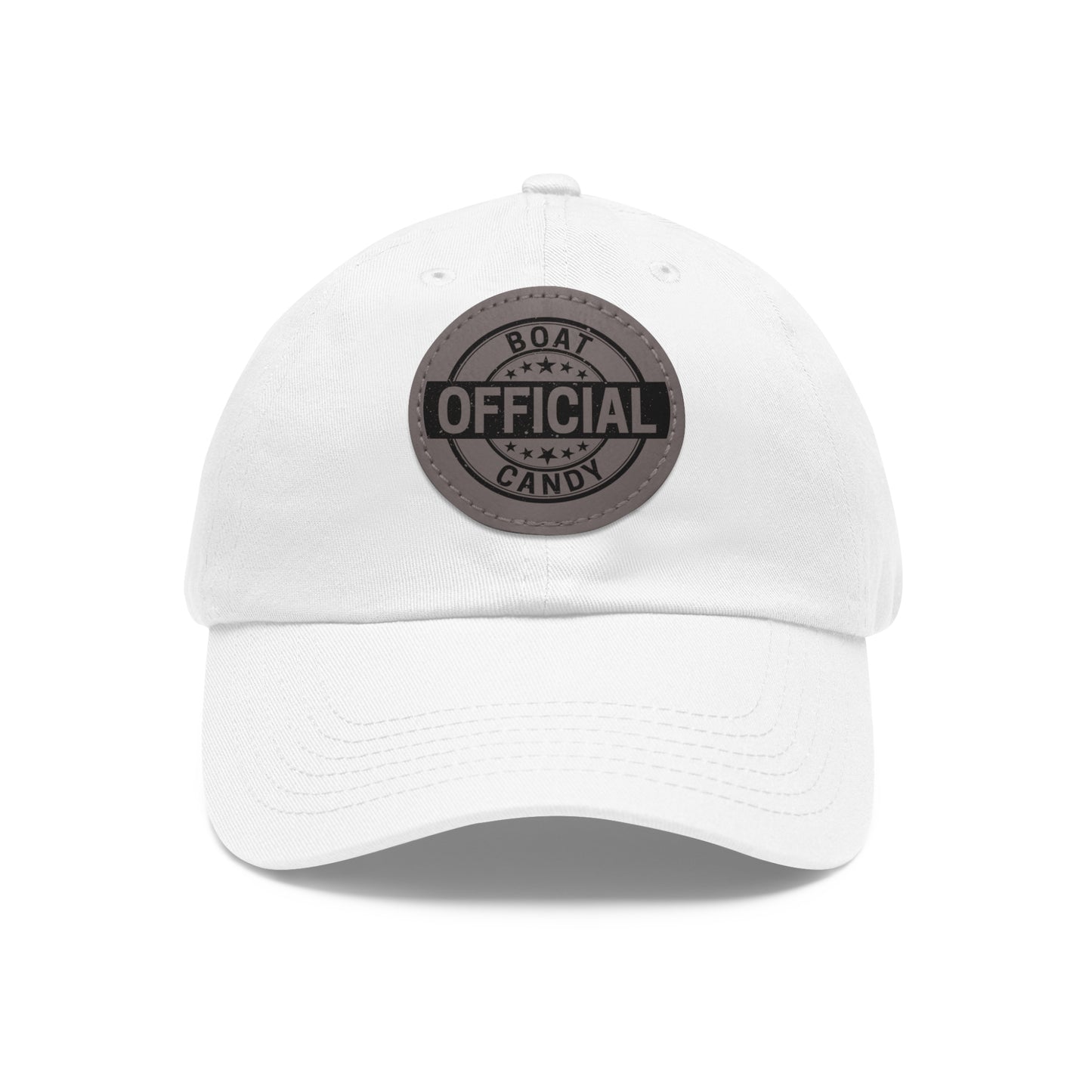 Dad Hat with Leather Patch (Round) - Black Print