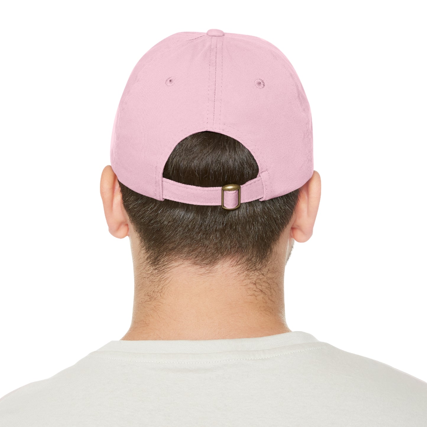 Dad Hat with Leather Patch (Round) - Black Print