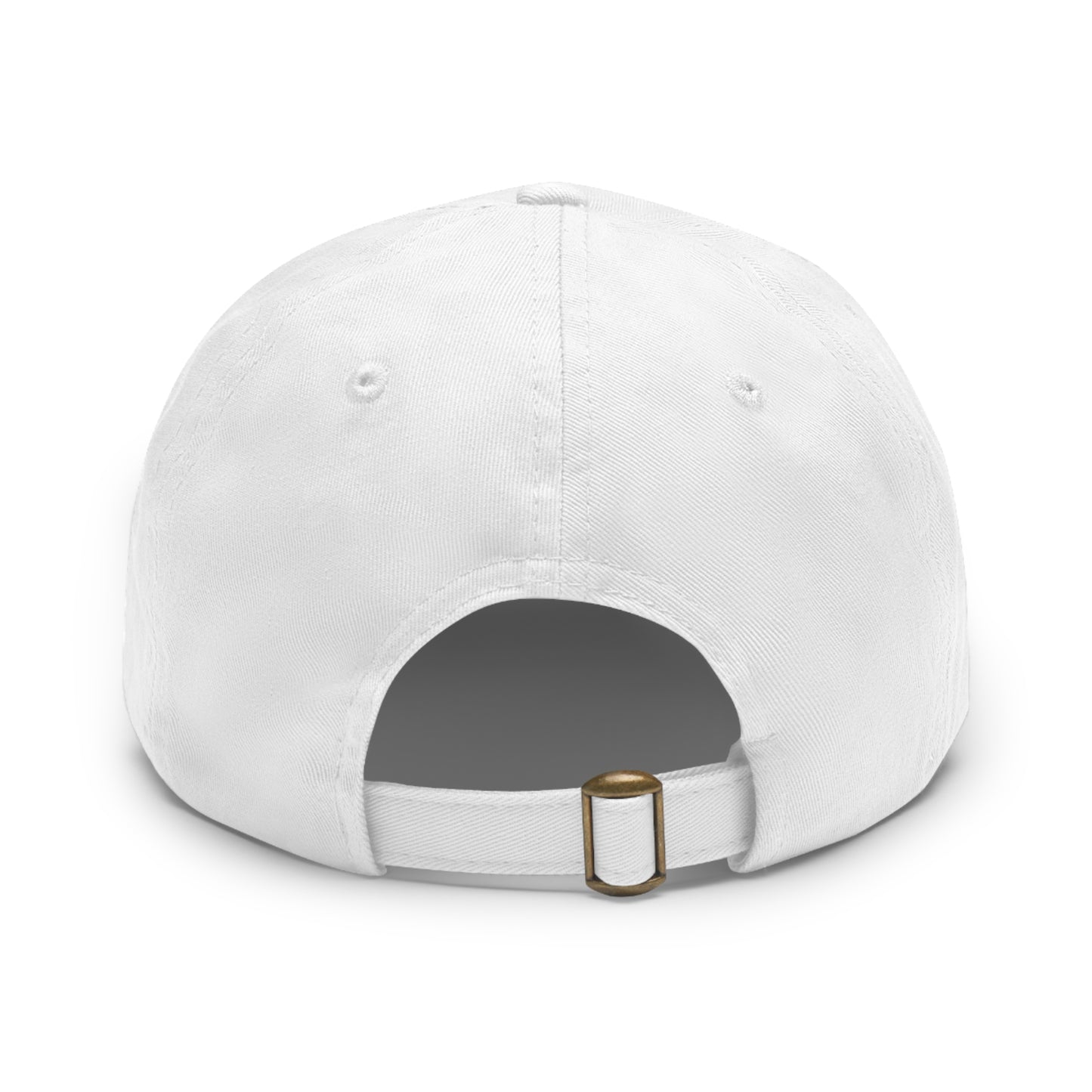 Dad Hat with Leather Patch (Round) - Black Print