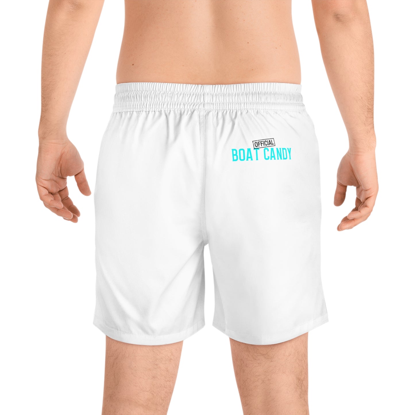 Men's Mid-Length Swim Shorts - S2 - Blue and Black Print - White