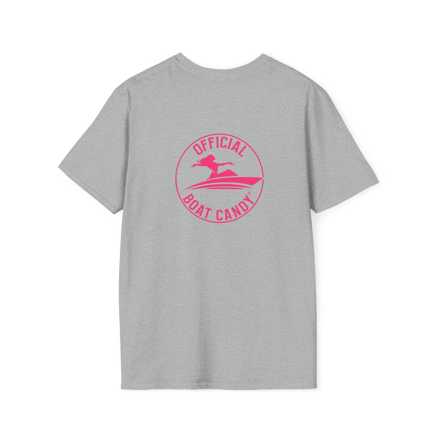 Unisex Softstyle T-Shirt - Official Boat Candy Logo - Roseo Print Front and Back