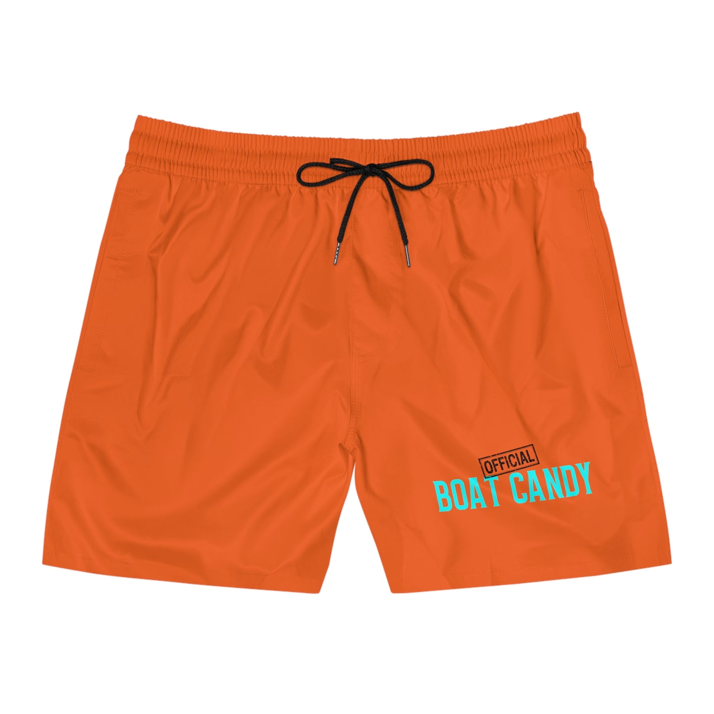 Men's Mid-Length Swim Shorts - S2 - Blue and Black Print - Orange