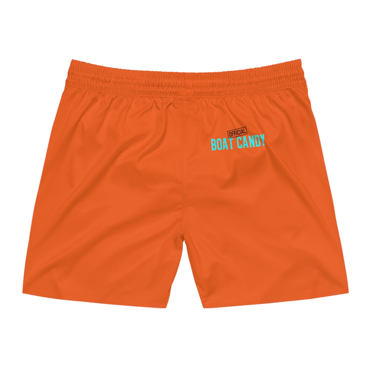 Men's Mid-Length Swim Shorts - S2 - Blue and Black Print - Orange