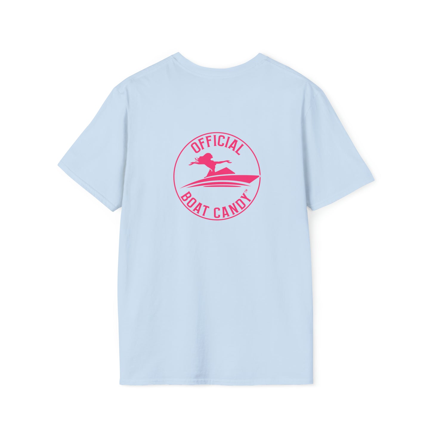 Unisex Softstyle T-Shirt - Official Boat Candy Logo - Roseo Print Front and Back