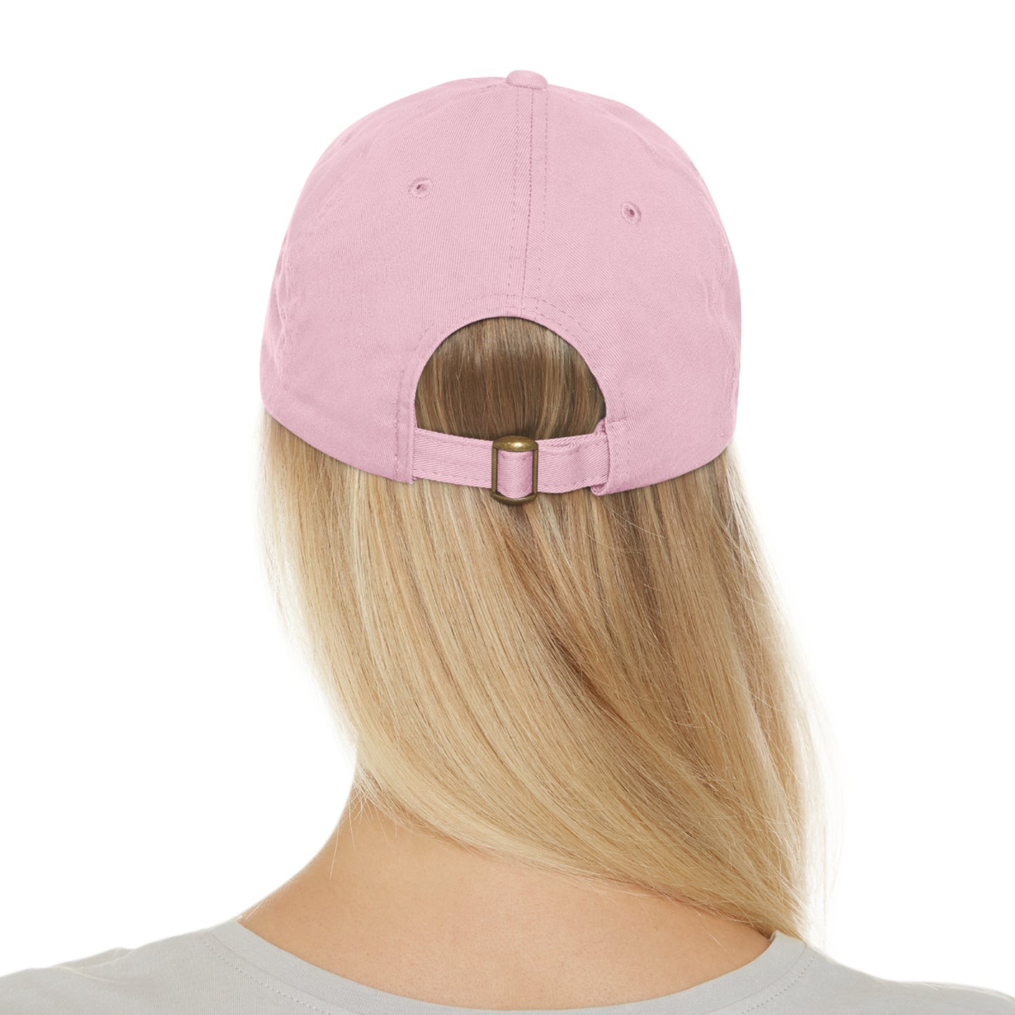 Dad Hat with Leather Patch (Round) - Black Print