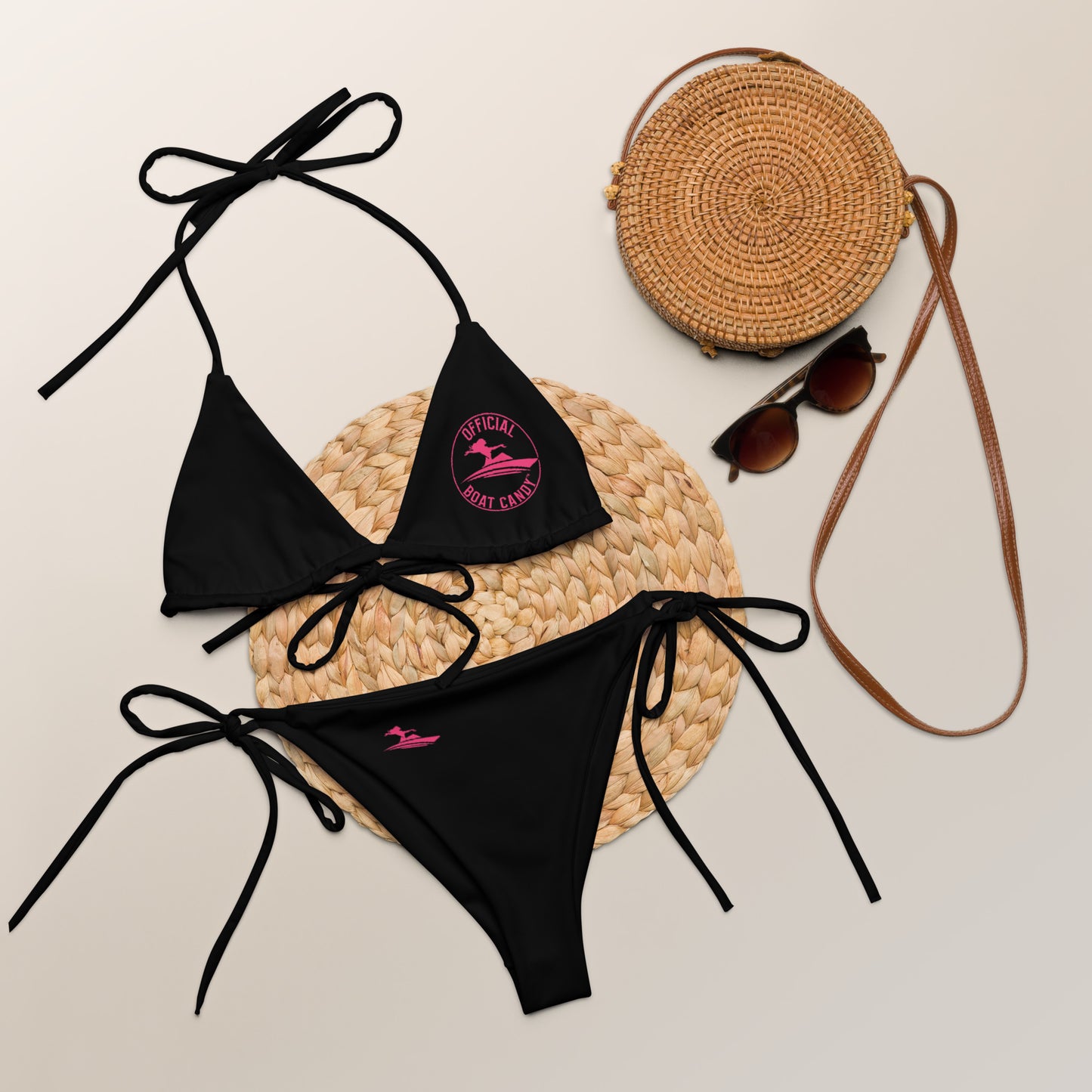 String Bikini - Female Logo - Roseo on Black