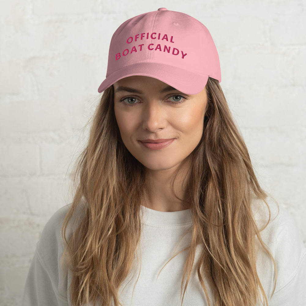 Dad Hat - Pink Text Embroidered