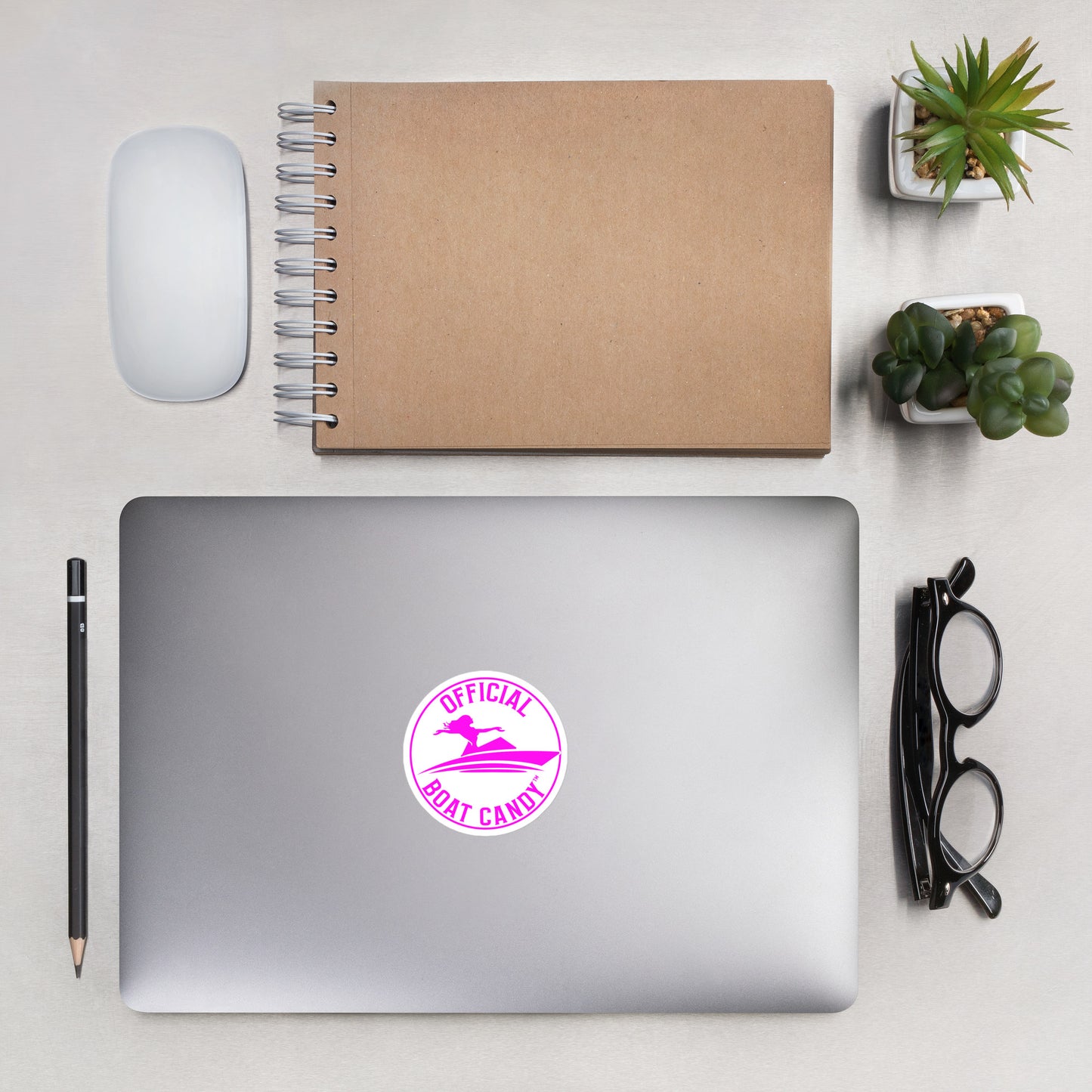 Bubble-Free Sticker - Female Logo - Neon Pink on White