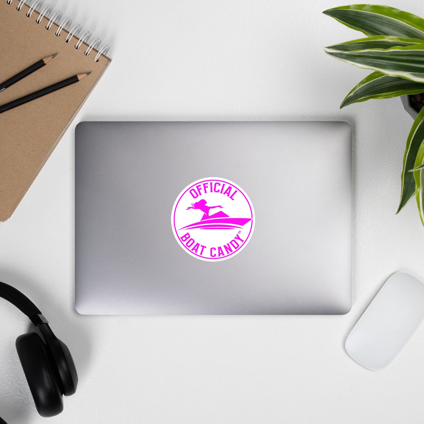 Bubble-Free Sticker - Female Logo - Neon Pink on White