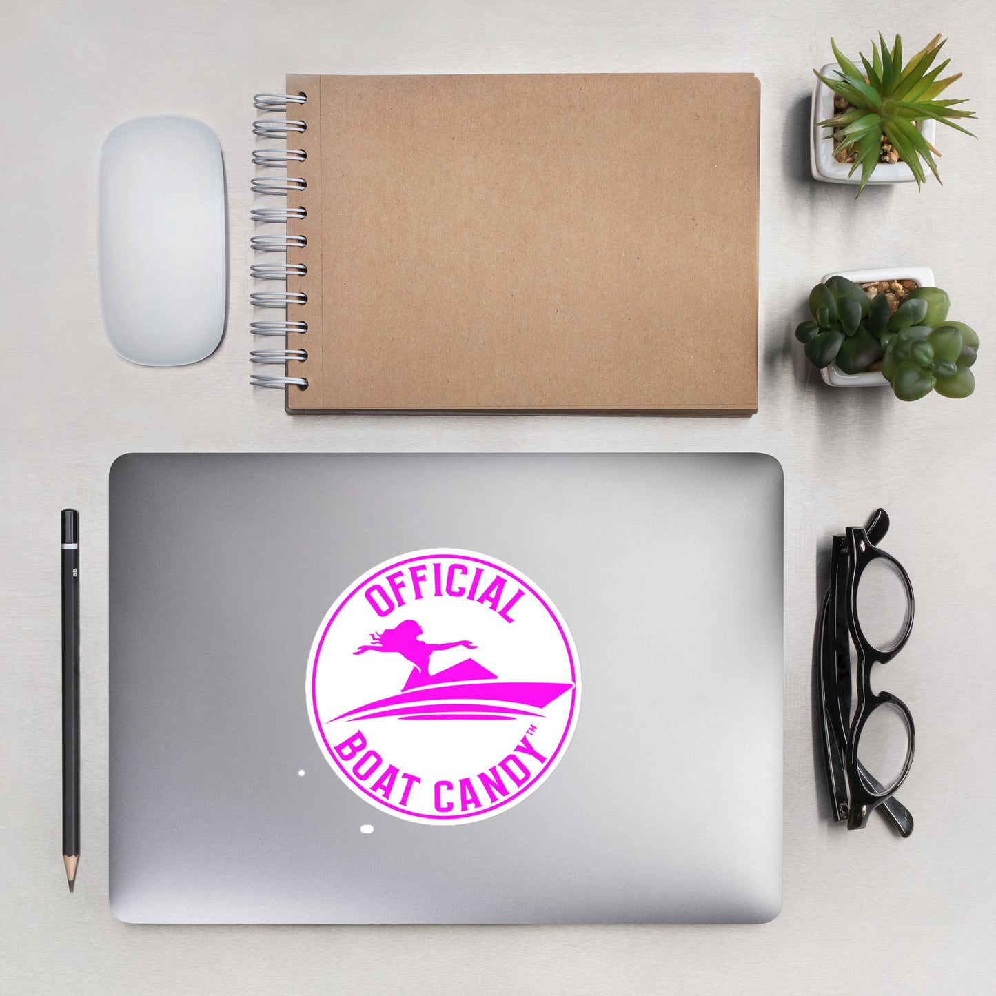 Bubble-Free Sticker - Female Logo - Neon Pink on White