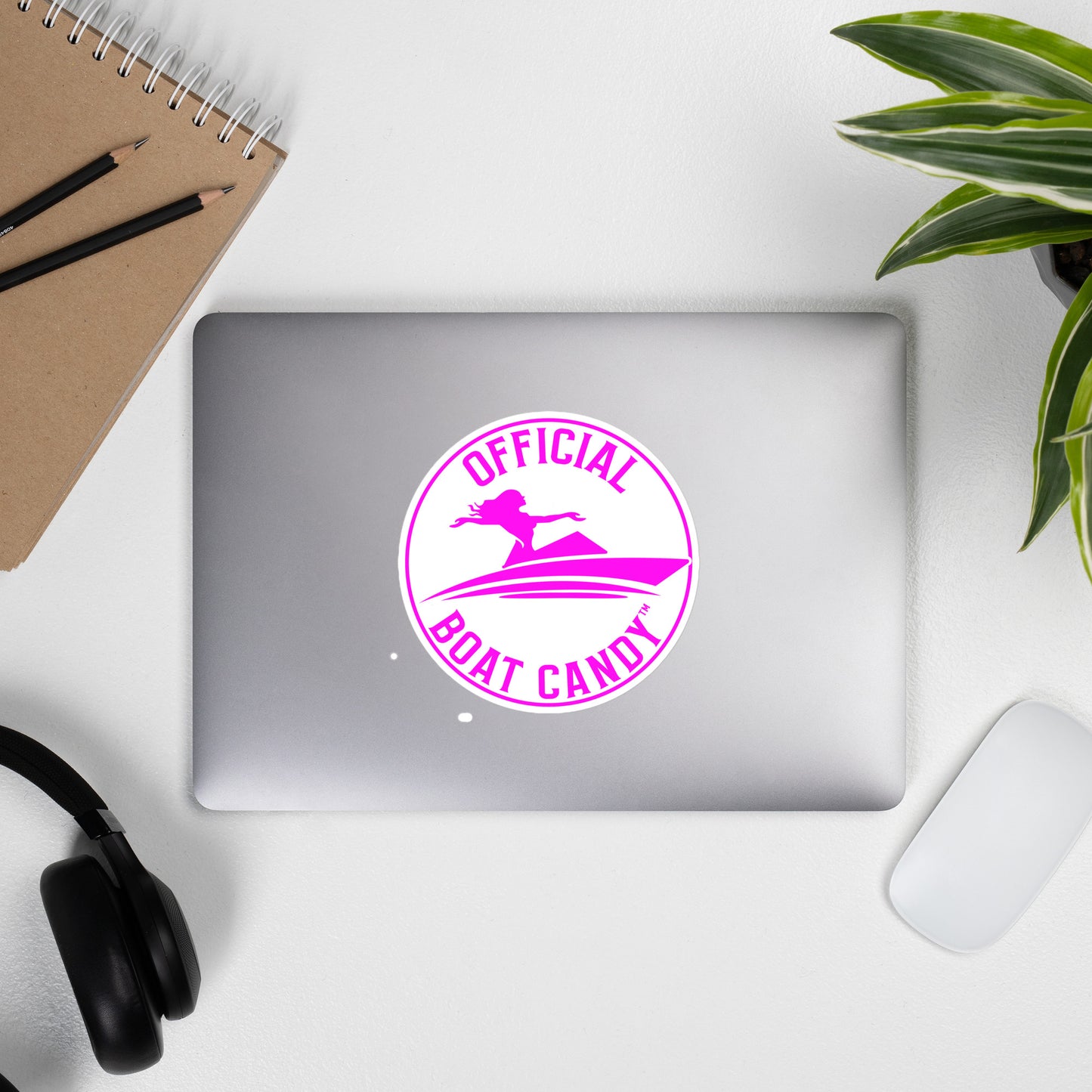 Bubble-Free Sticker - Female Logo - Neon Pink on White