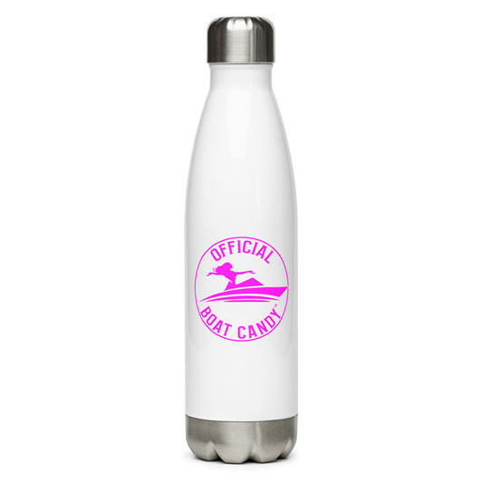 Stainless Steel Water Bottle - Female Logo and S2 - Neon Pink on White