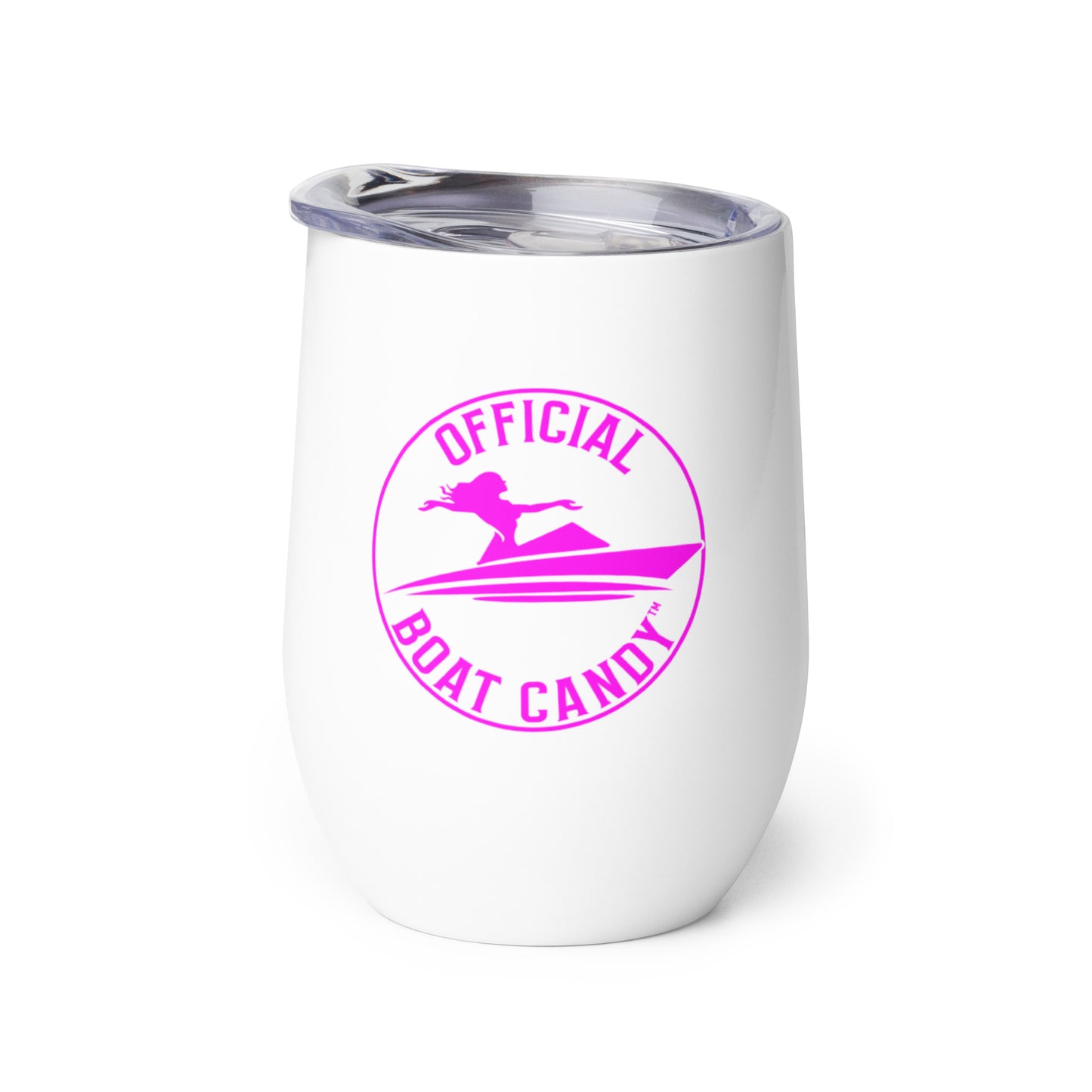 Wine Tumbler - Female Logo and S2 - Neon Pink on White