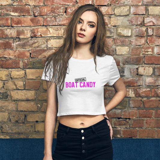 Women’s Crop Tee - S2 - Neon Pink and Black Print