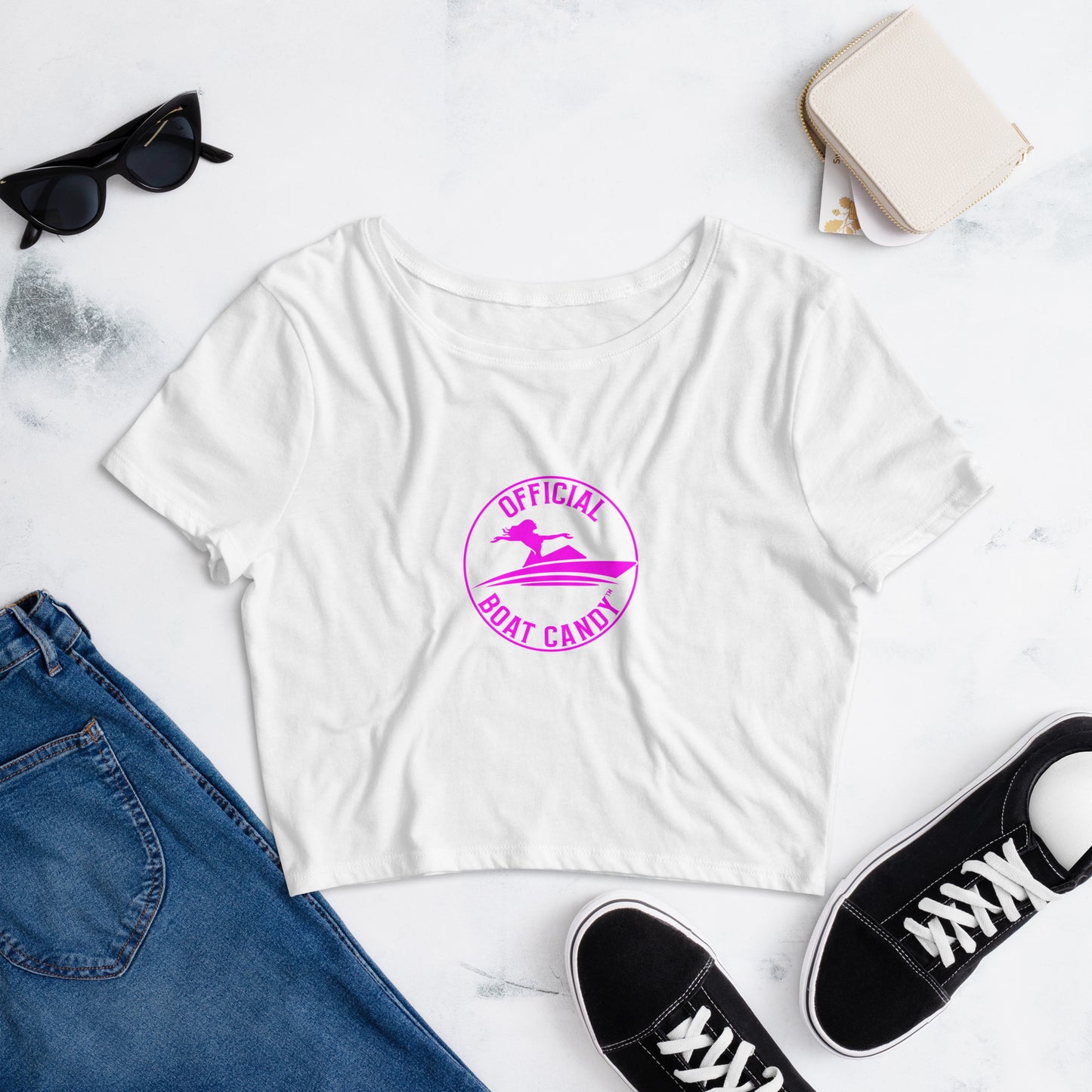 Women’s Crop Tee - Female Logo - Neon Pink